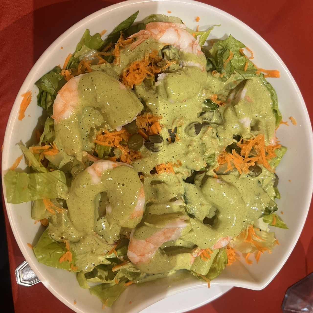 Ensalada de Langostinos en Salsa de Berros