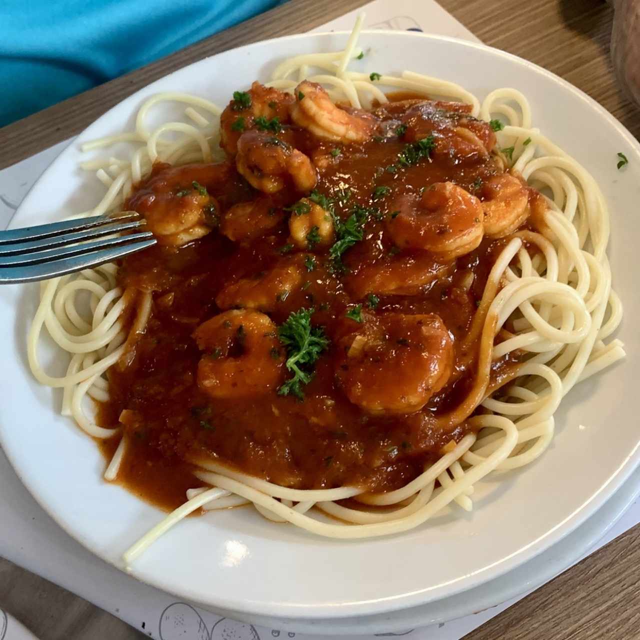 Con Camarones (shrimp spaguetti)