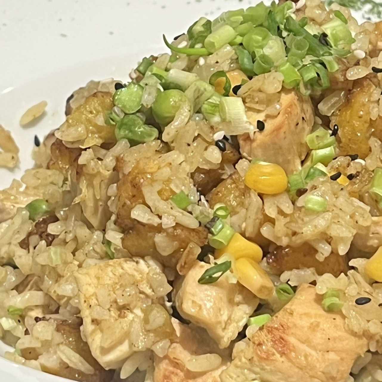 Arroz con plátano al curry (con pollo)