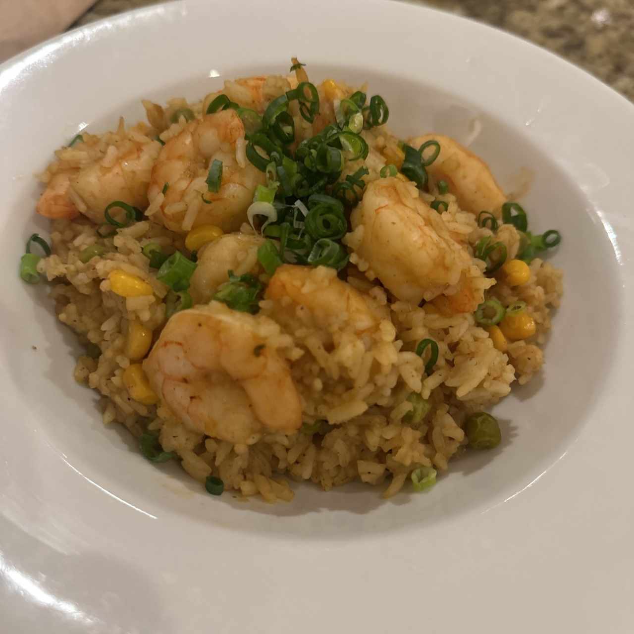 Arroz con plátano al curry (con camarones)