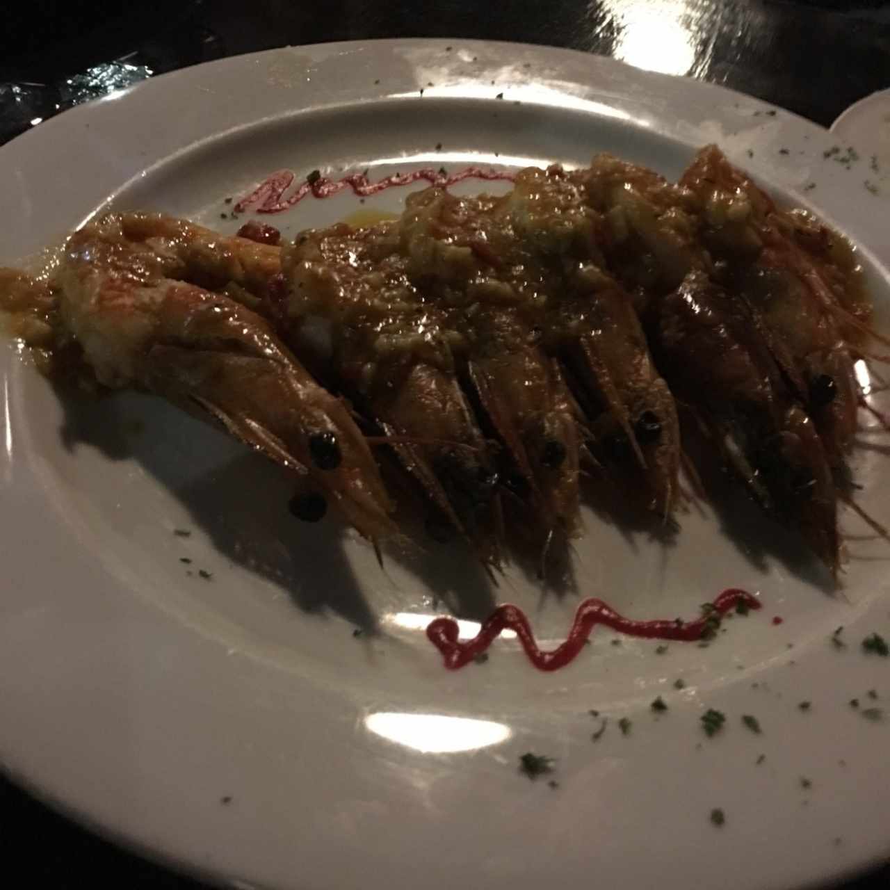 Langostinos en salsa de maracuyá