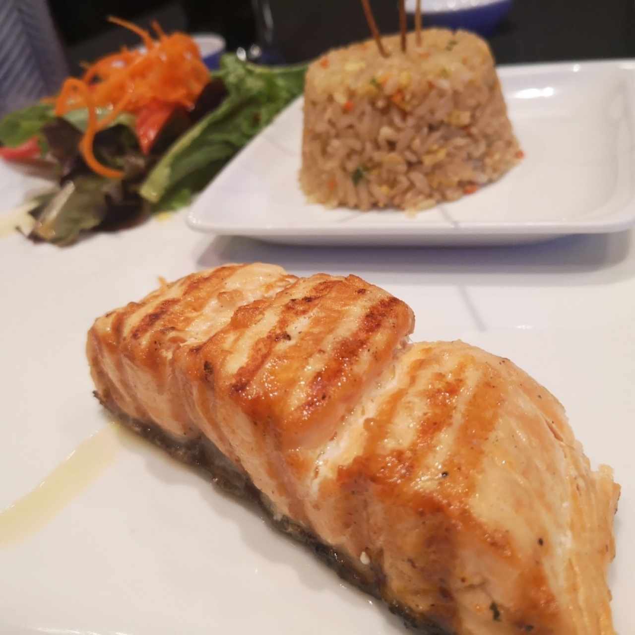 Salmón o atún teriyaki al grill