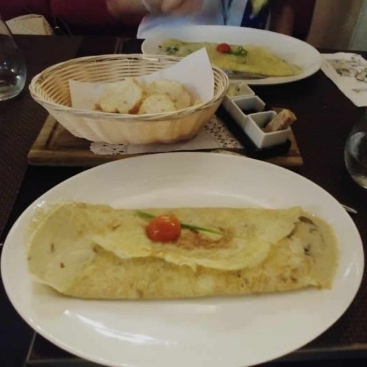 crepe florentine y crepe poulet avec champignons