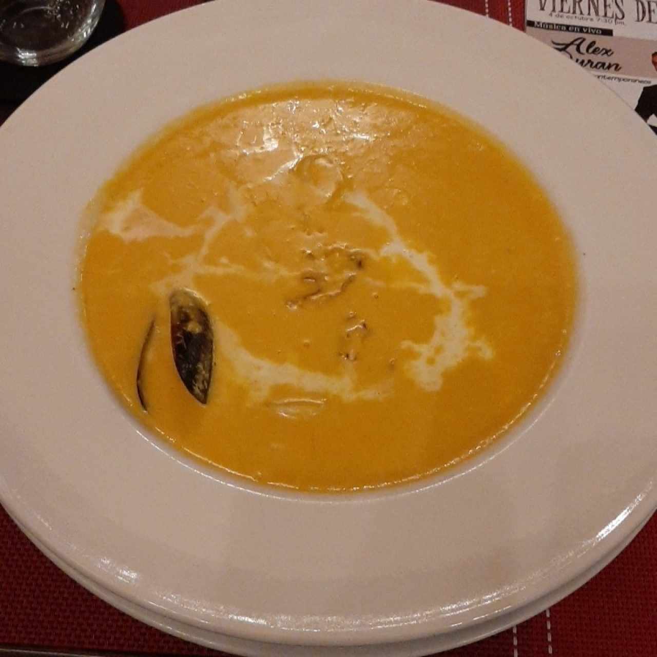 creme de potiron et fruits de mer