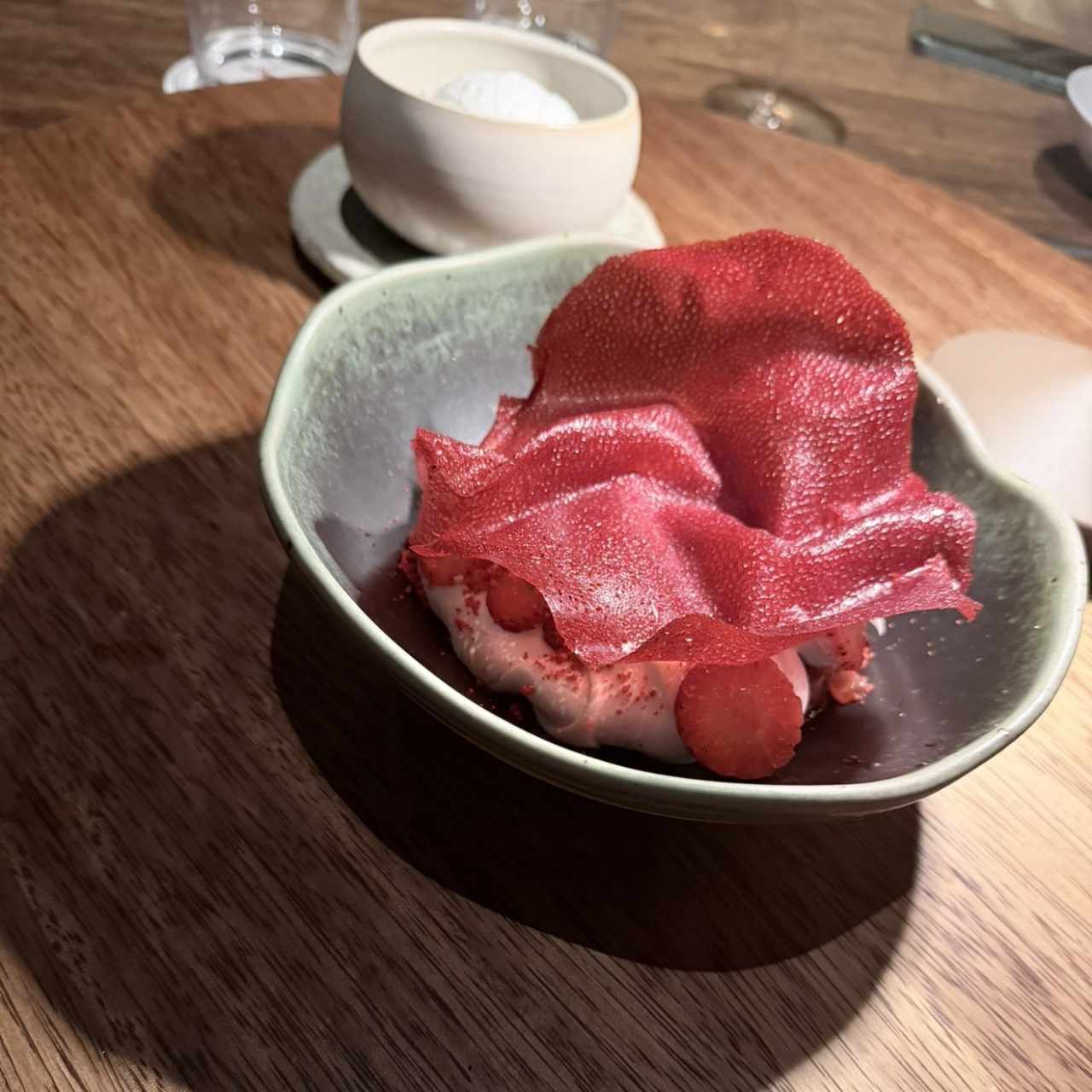 Fresas com crema y Sorbeto de coco