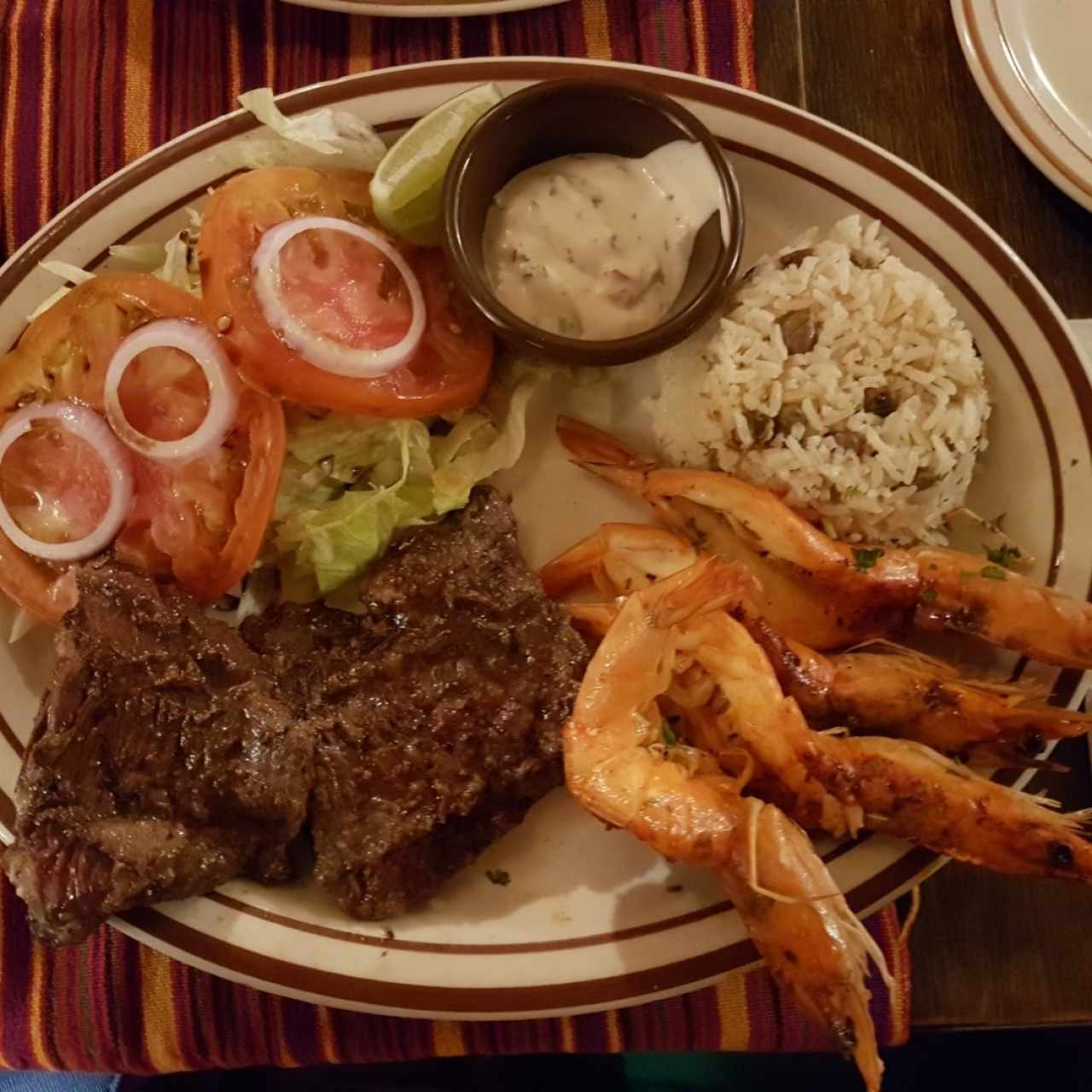 Entraña con camarones