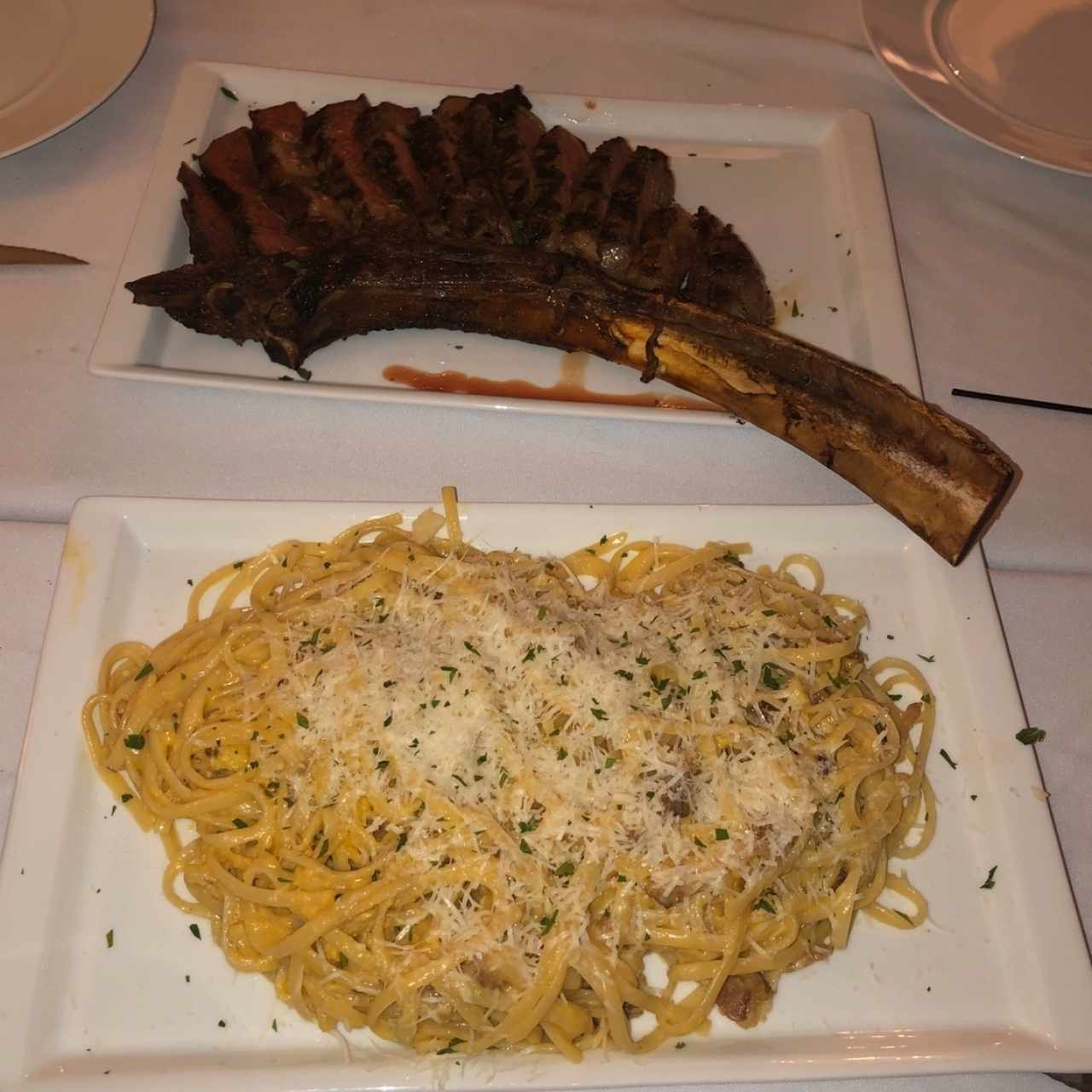 Tomahawk con Spagetti alla carbonara