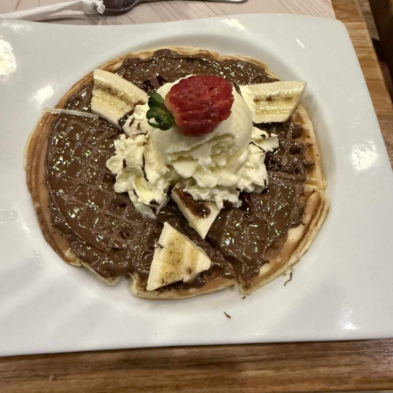 Waffle banana con nutella 