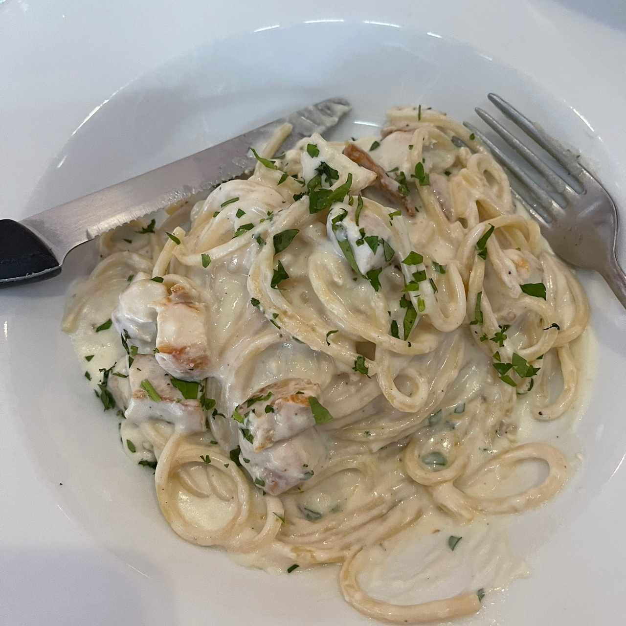 Alfredo con extra de pollo