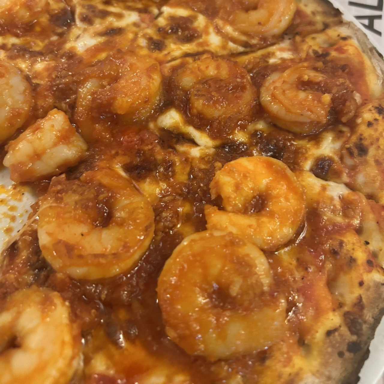 Pizza con camarones, tamaño individual