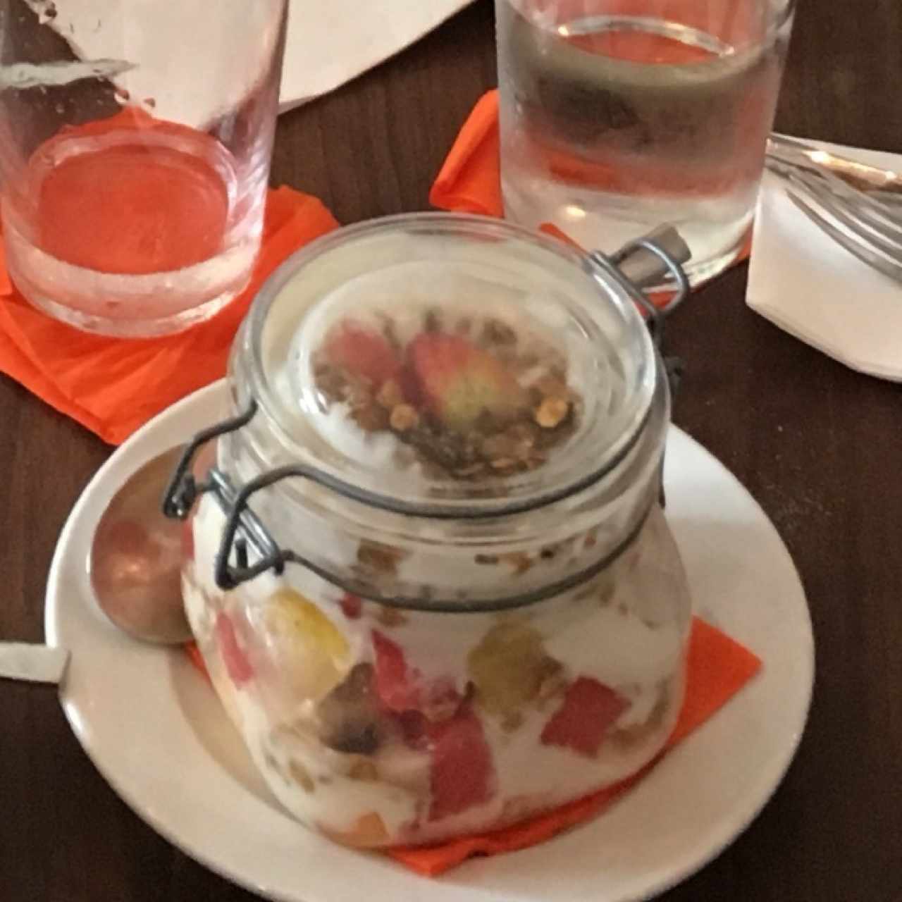 Yogurt, fruits and granola parfait