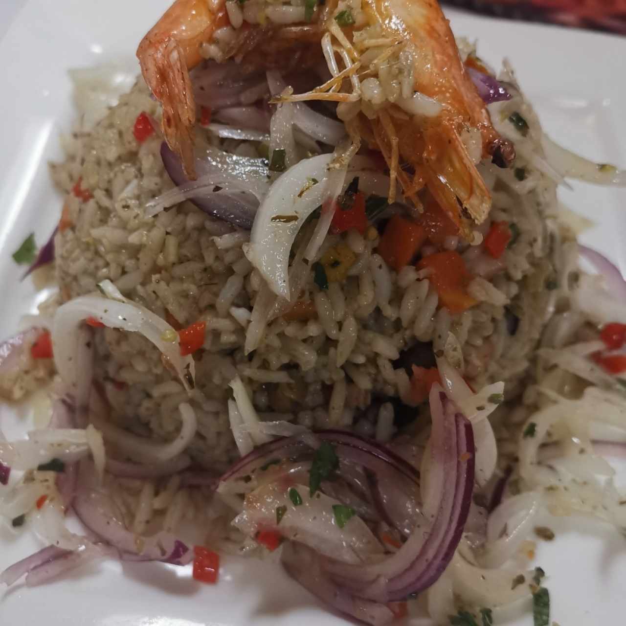 Arroz verde de mariscos 