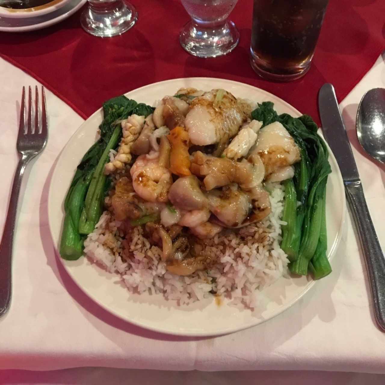 Combinción de Mariscos con Arroz blanco