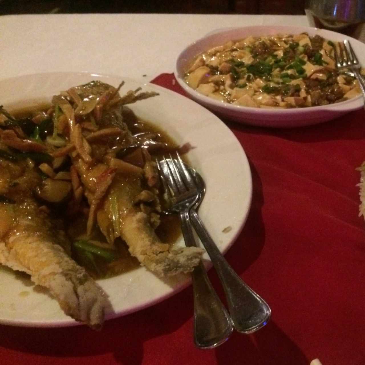 Guabina frita y Mapo tofu 