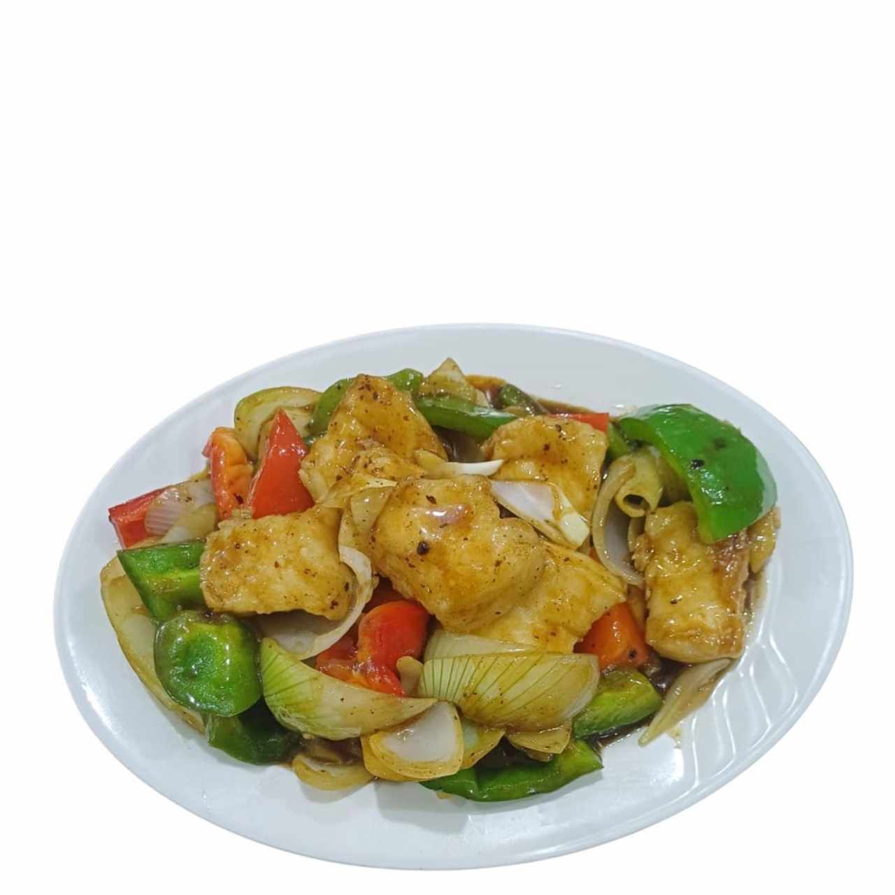 Corvina en Salsa de Frijoles Negros (Rebanadas)