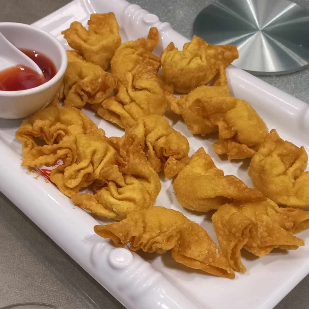 Wanton frito con camarón