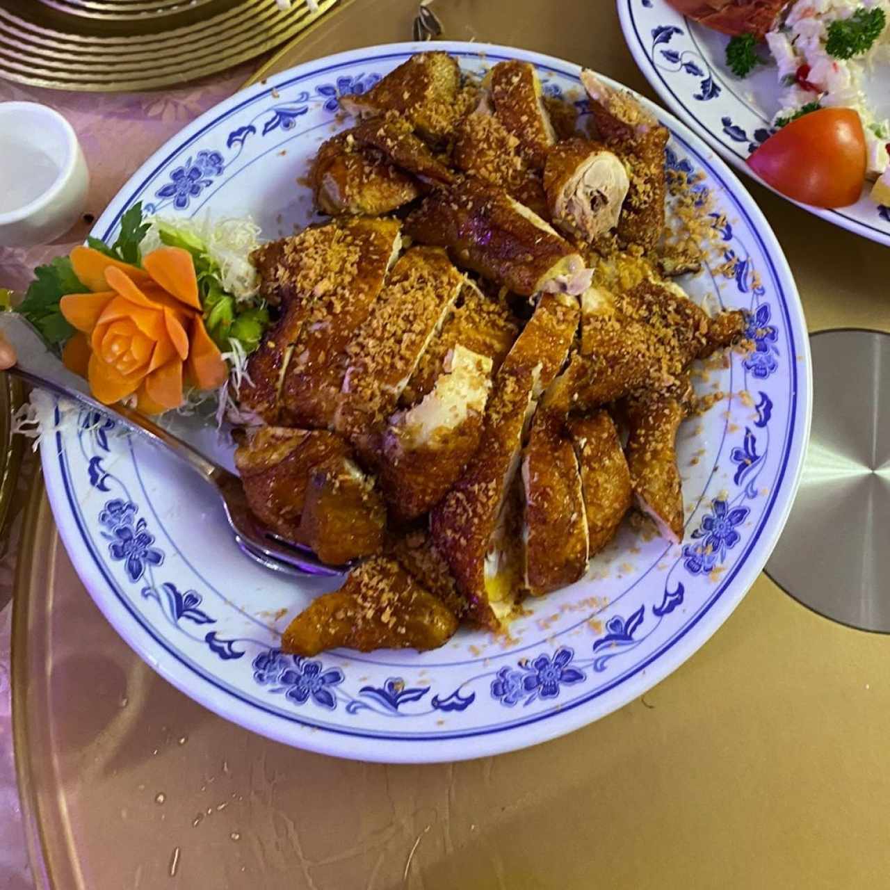 Gallina cha chi kai con ajo de patio