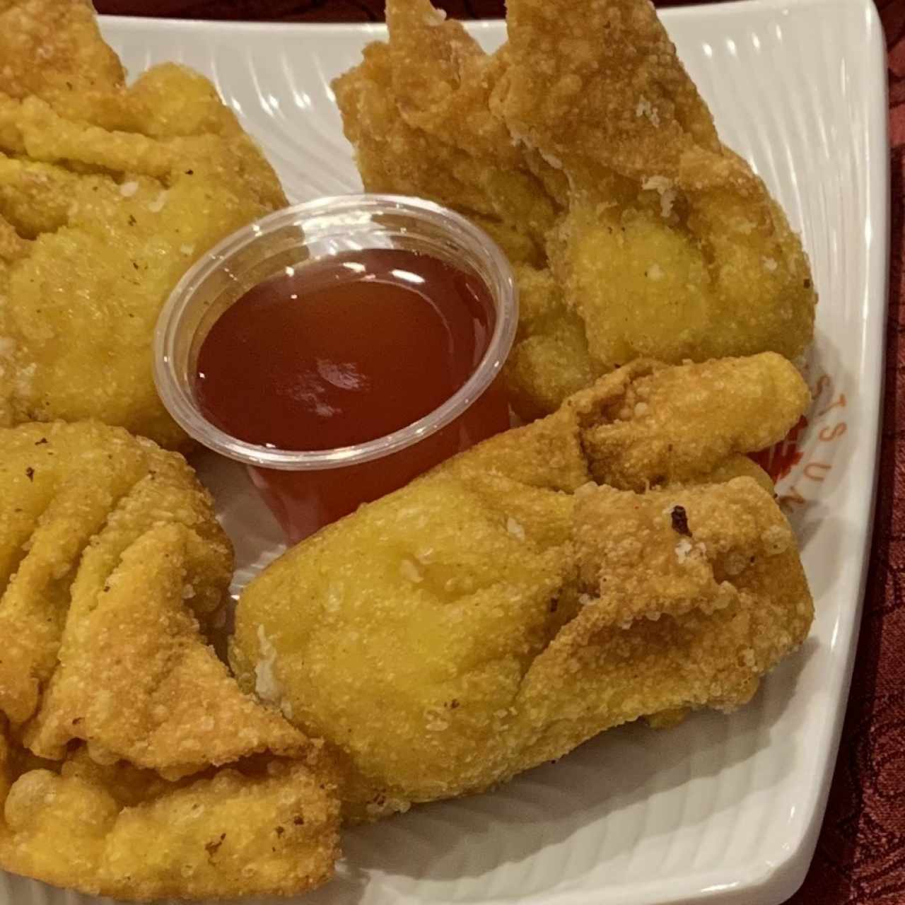 Wanton frito con camarón
