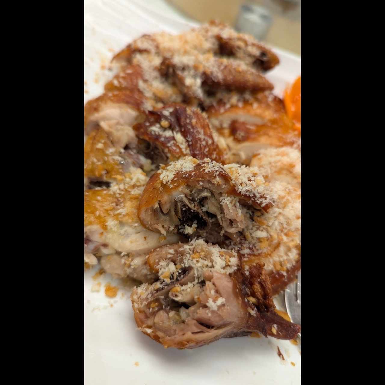 Gallina cha chi kai con ajo de patio