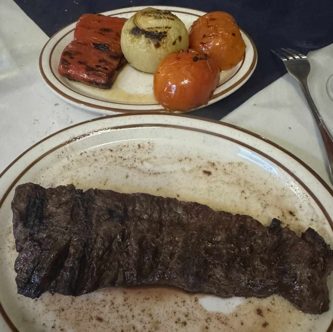 Entraña con vegetales asados