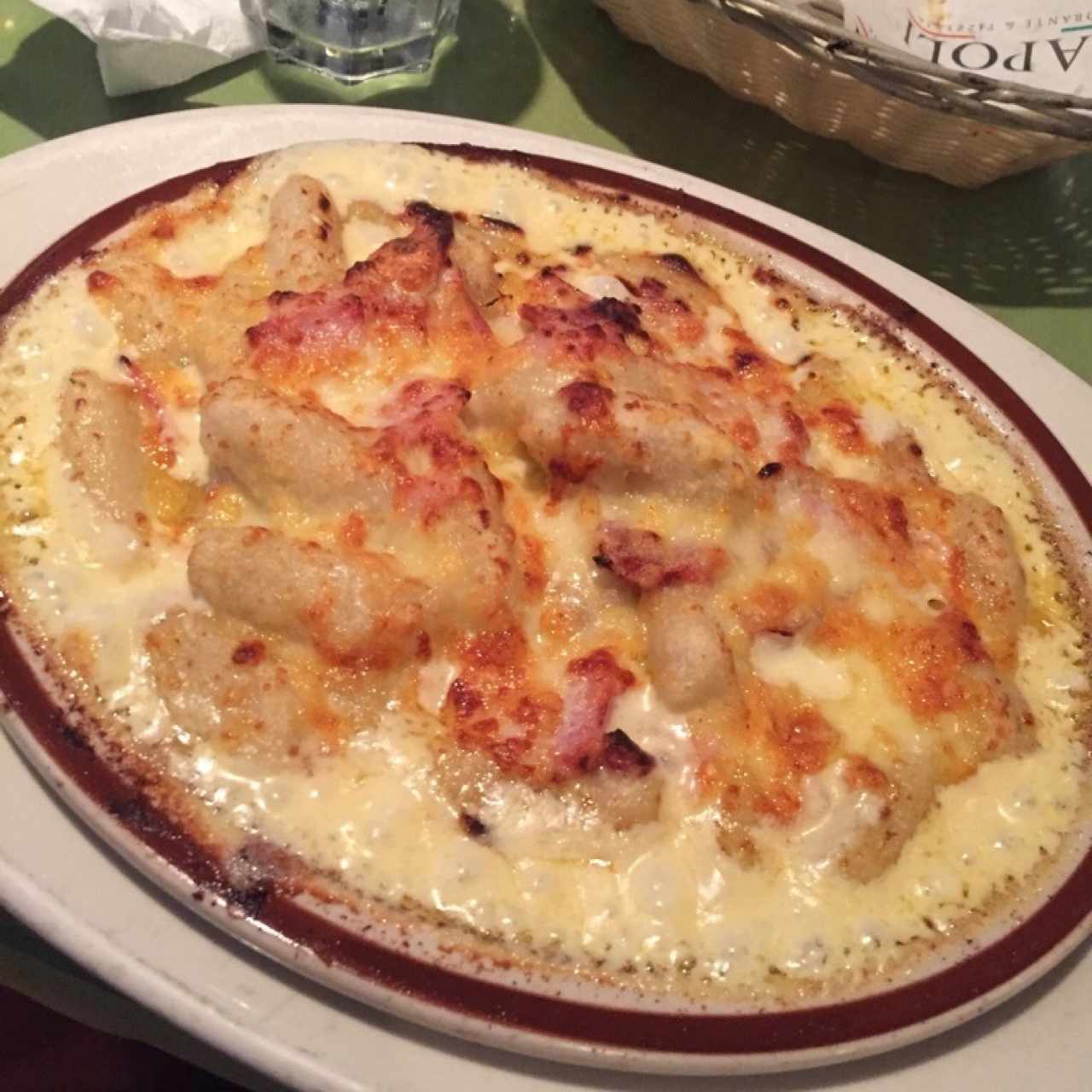gnocchis carbonara gratinados