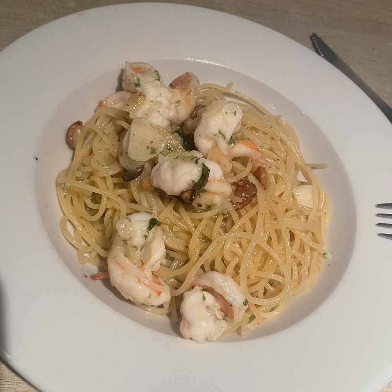 Spaguettini con langostinos 