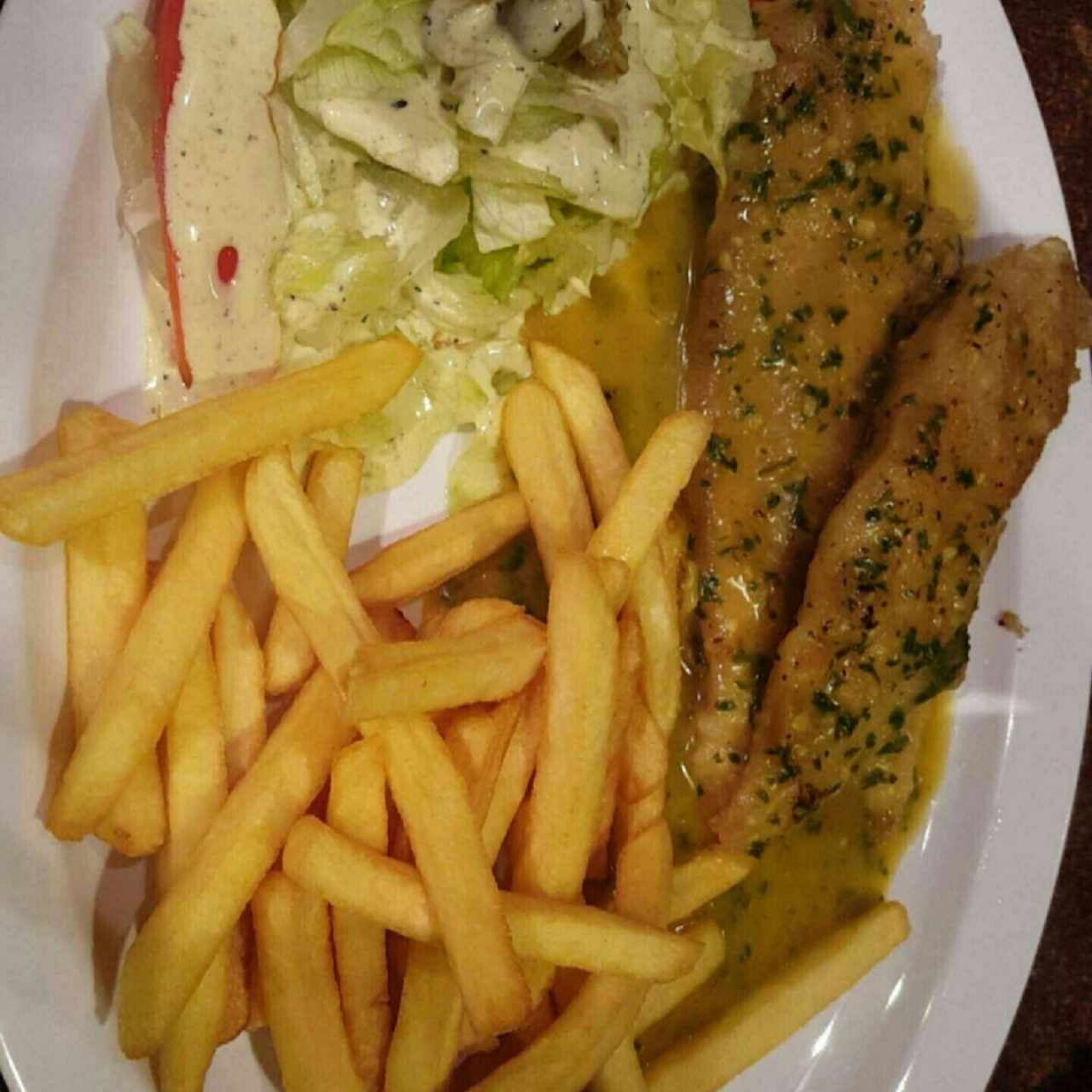Corvina al ajillo 