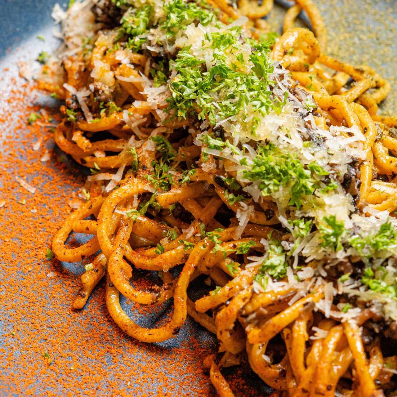 SPAGHETTI PORTOBELLO - platillo vegetariano