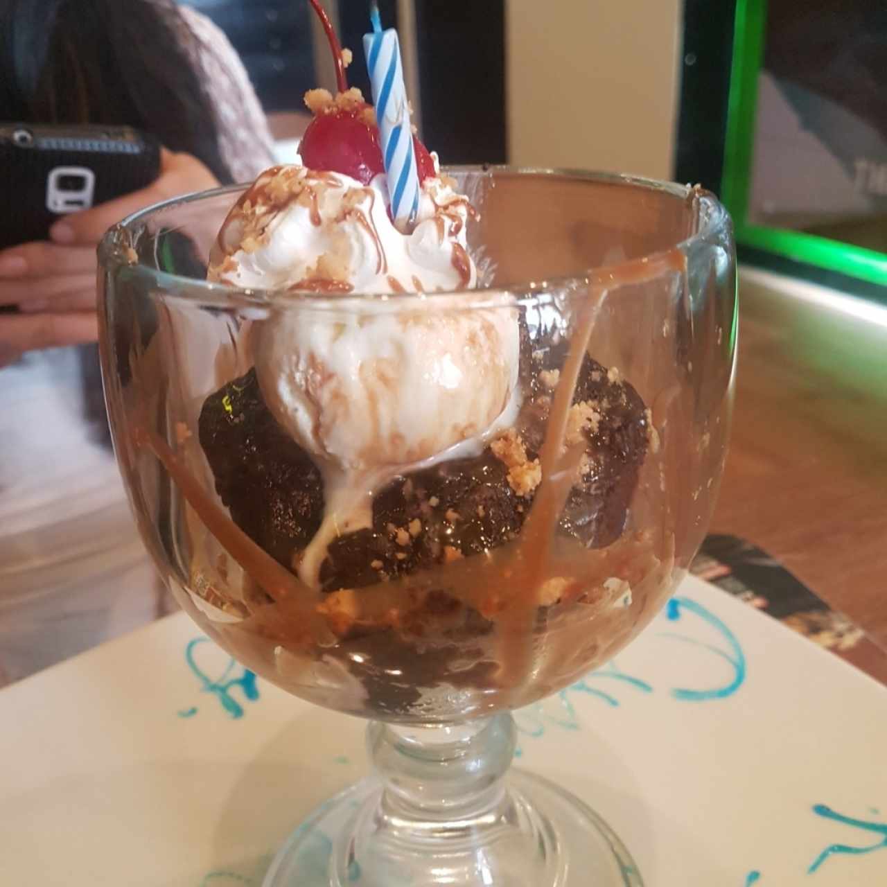 Hot fudge chocolate  brownie