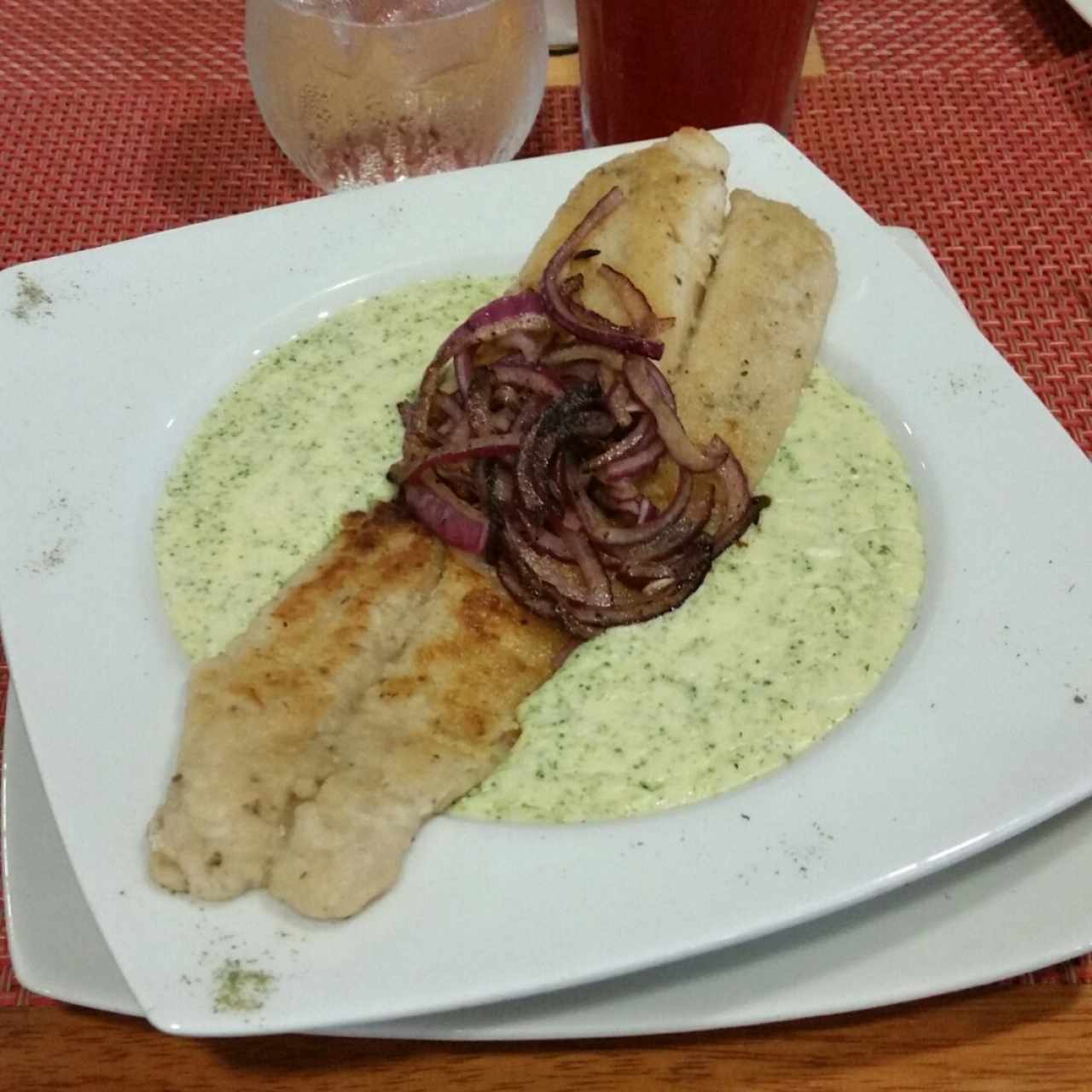 corvina en salsa de brócoli