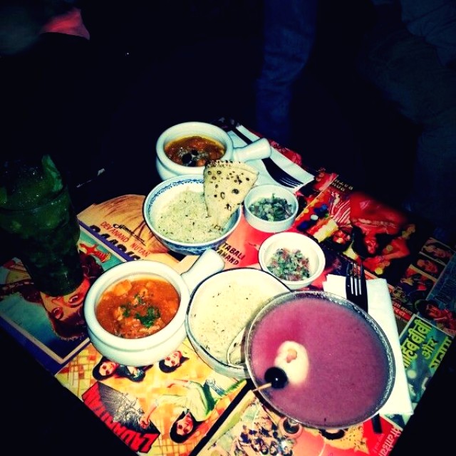 Queen Elizabeth Vodka. Chicken Korma. Chicken Tikka Masala.