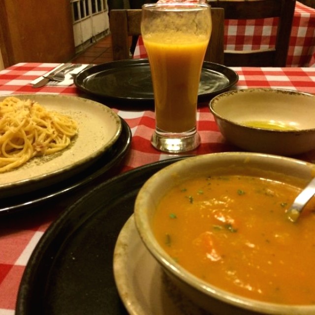 Pasta carbonara y ahuyama 