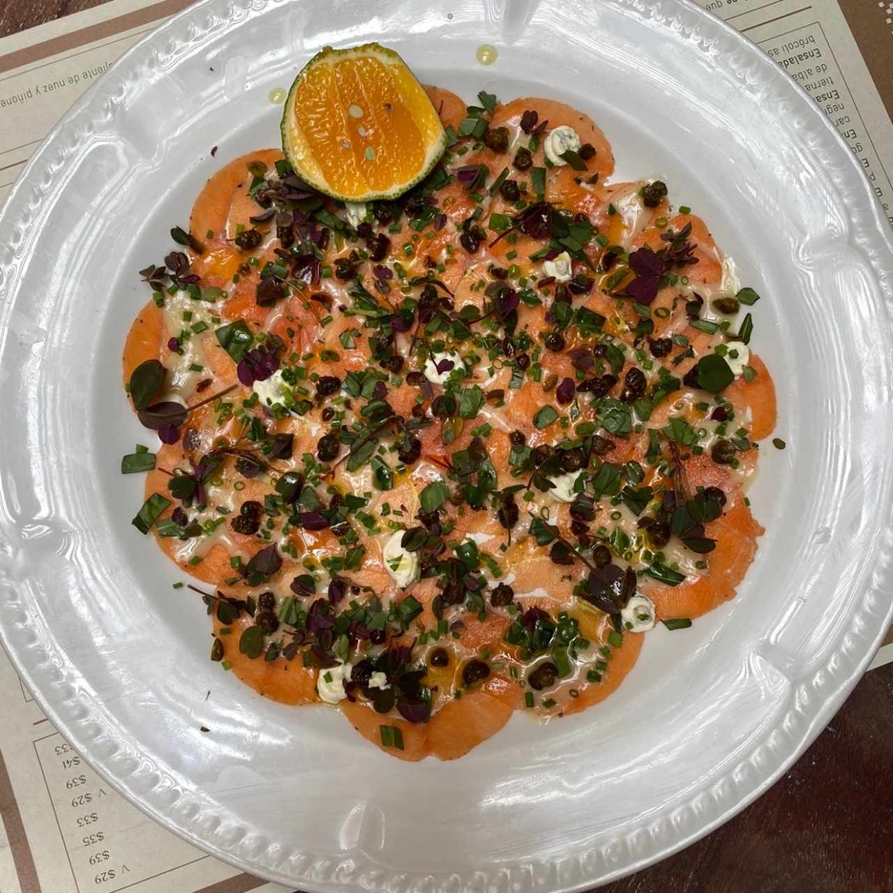 carpaccio de salmón