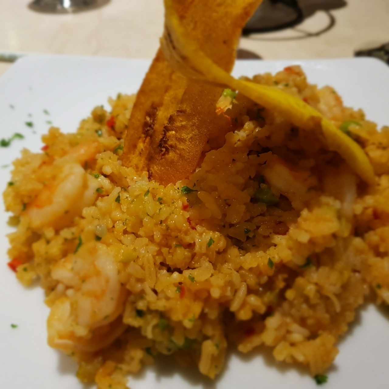 Arroz con camarones 