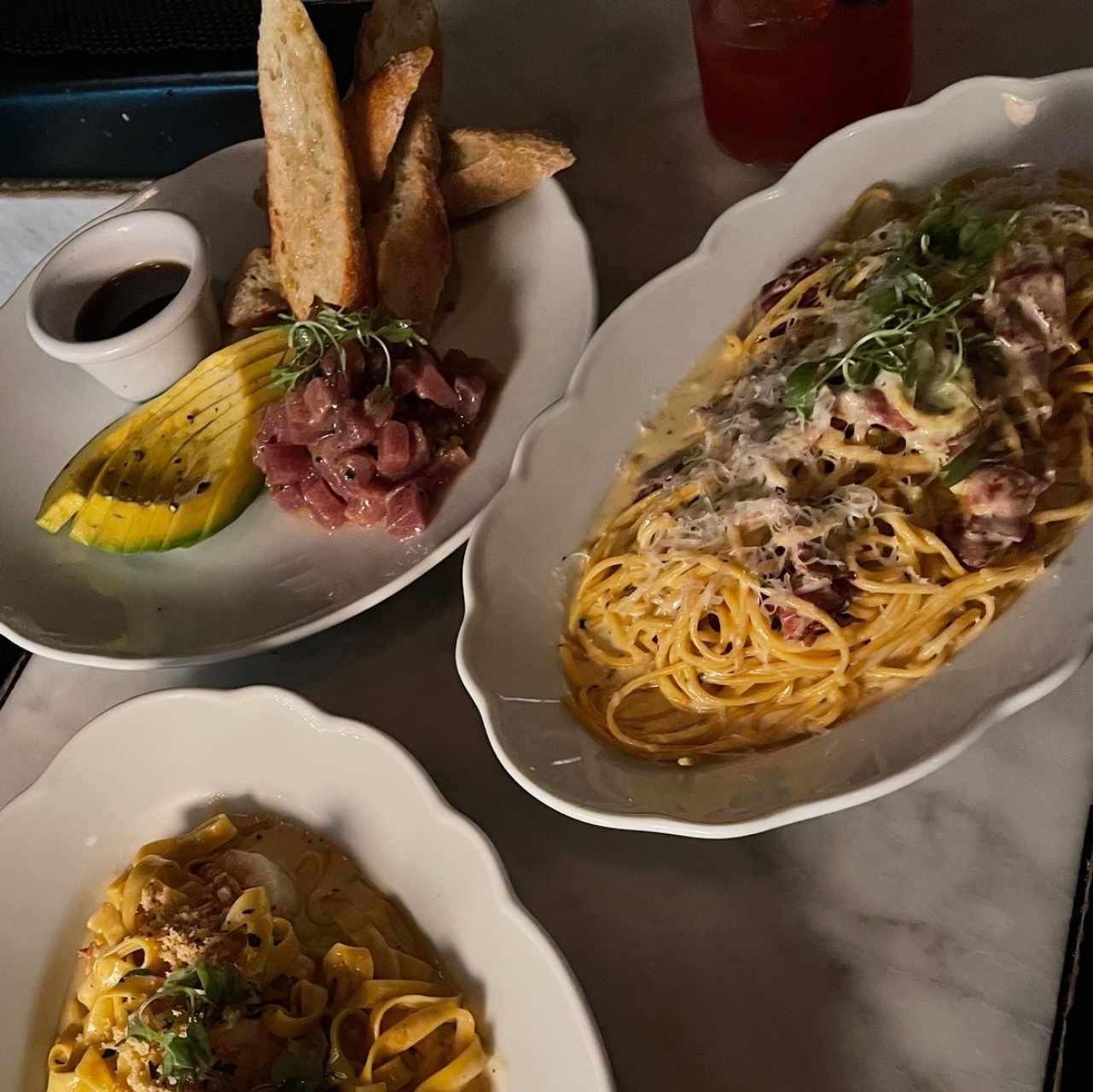 Tartar de Atun y Carbonara