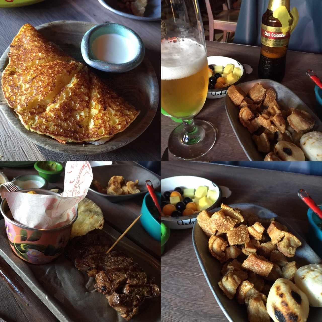 bife de chorizo, chicharrones y cerveza