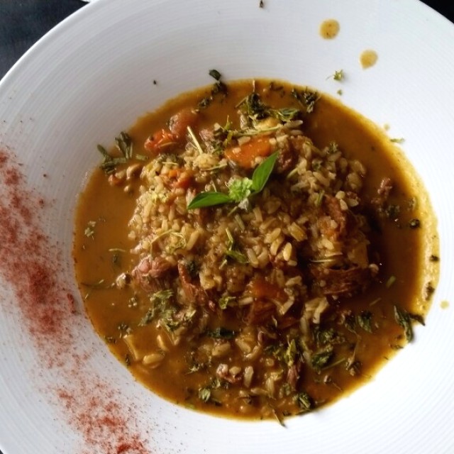 Arroz caldoso con lomo