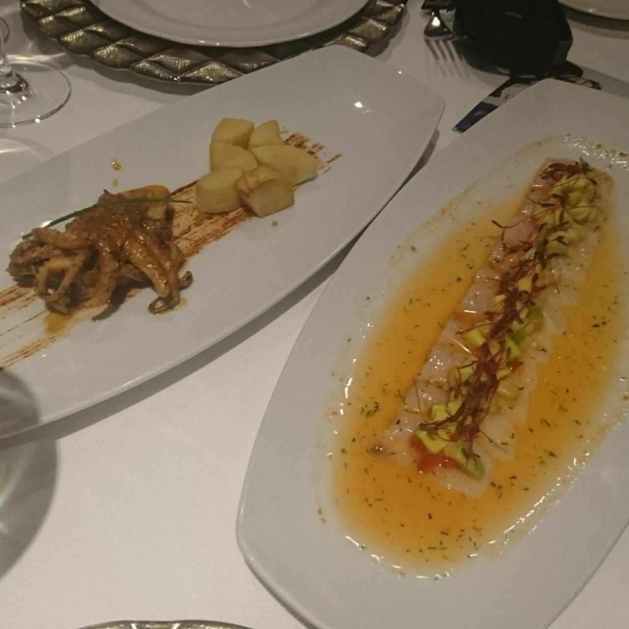 Entradas pulpo y corvina