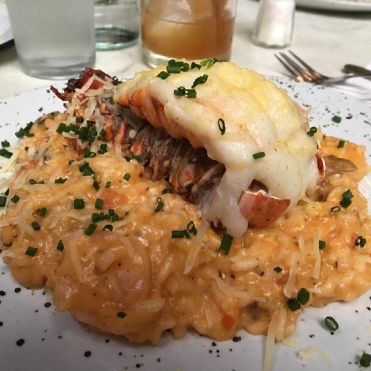 Risotto de langosta y camarones