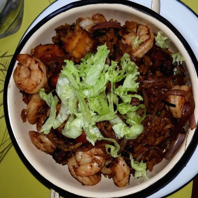 Arroz de platano con camarones