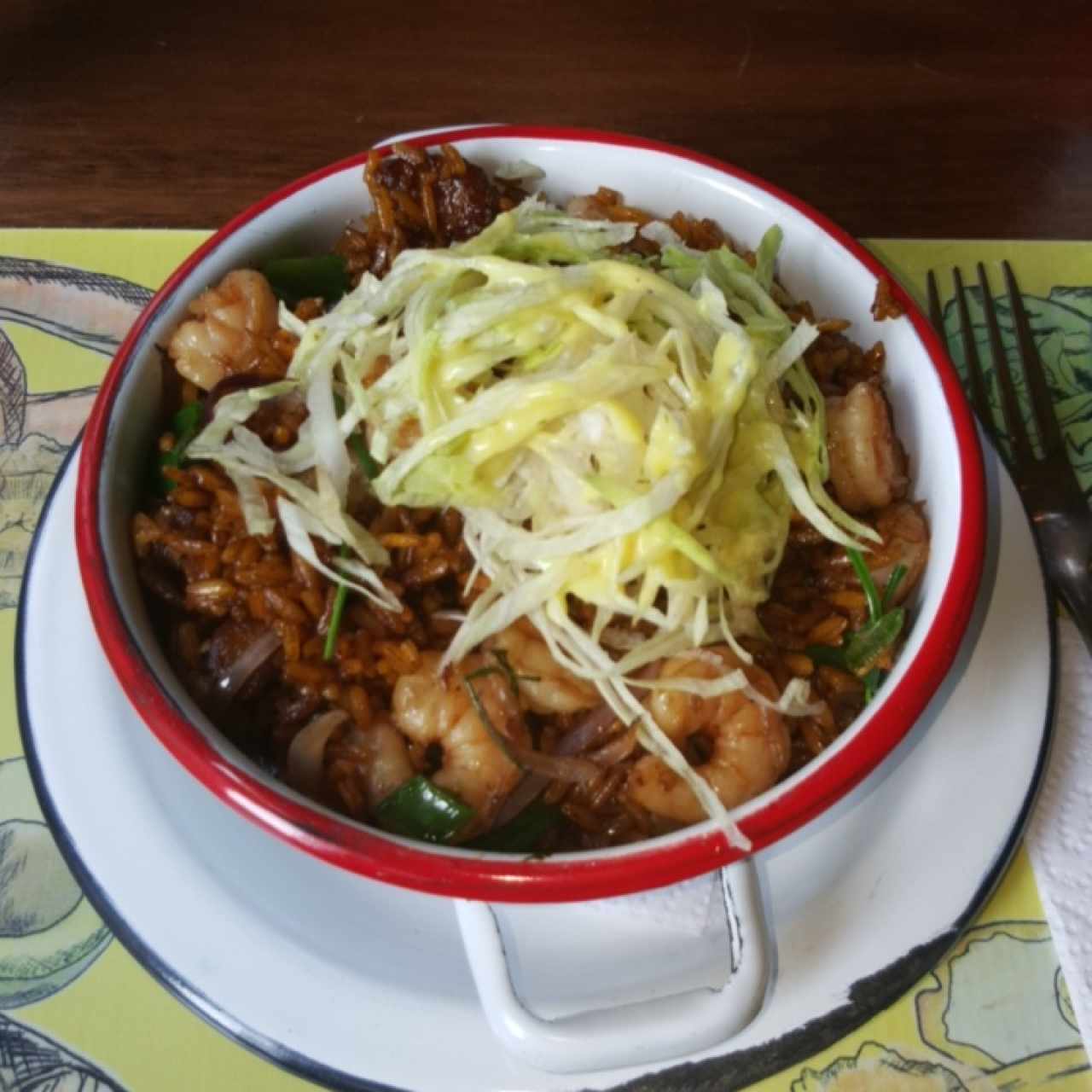 arroz con platano y camaron