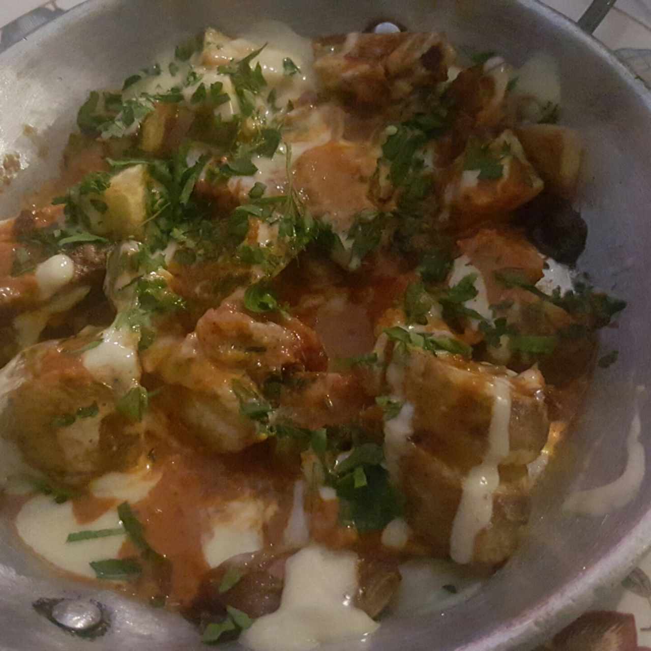 Patatas bravas con chorizo español 