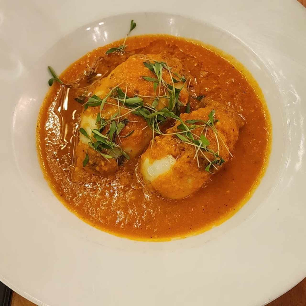Calamar rellenos de morcilla 