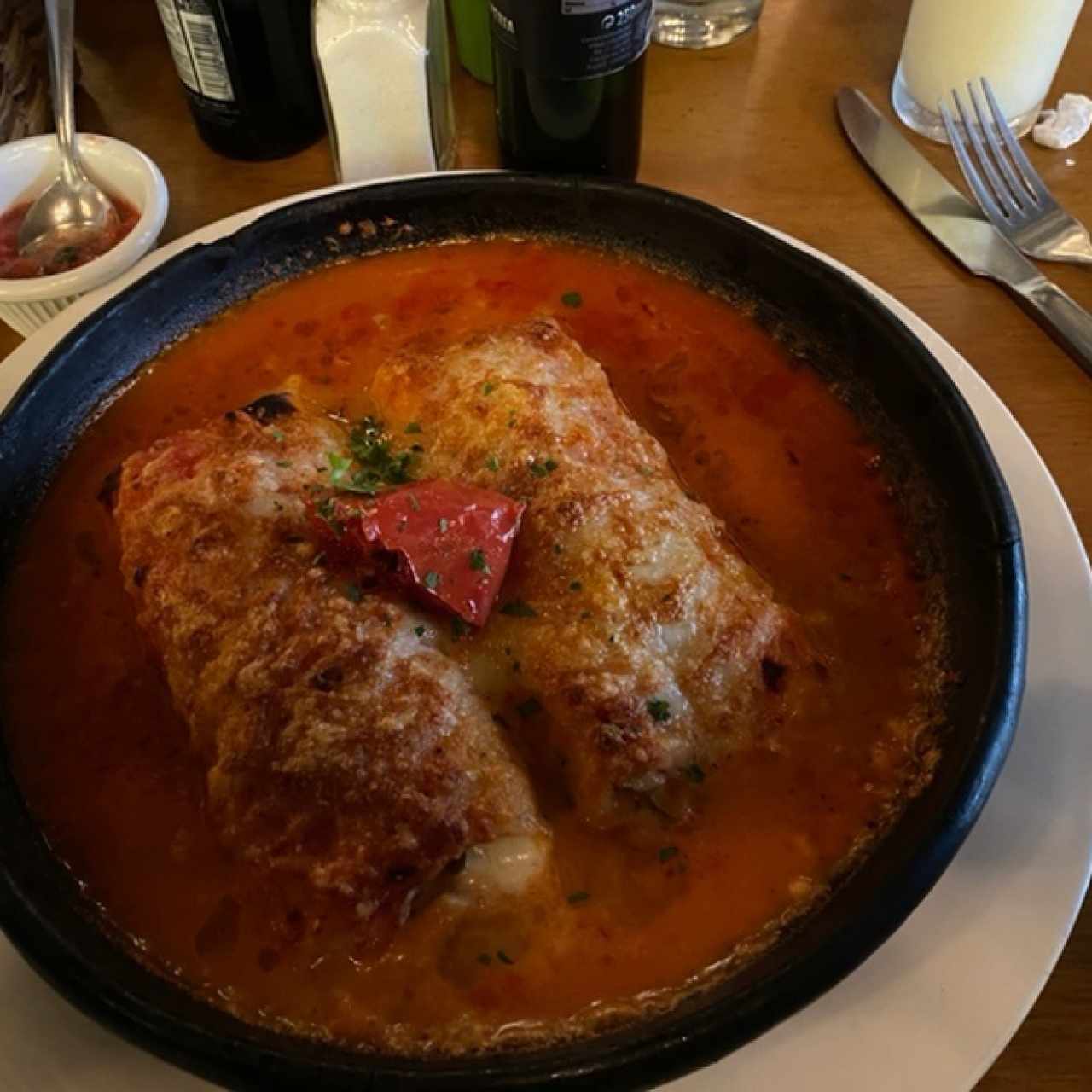 canelones de pollo y champiñón