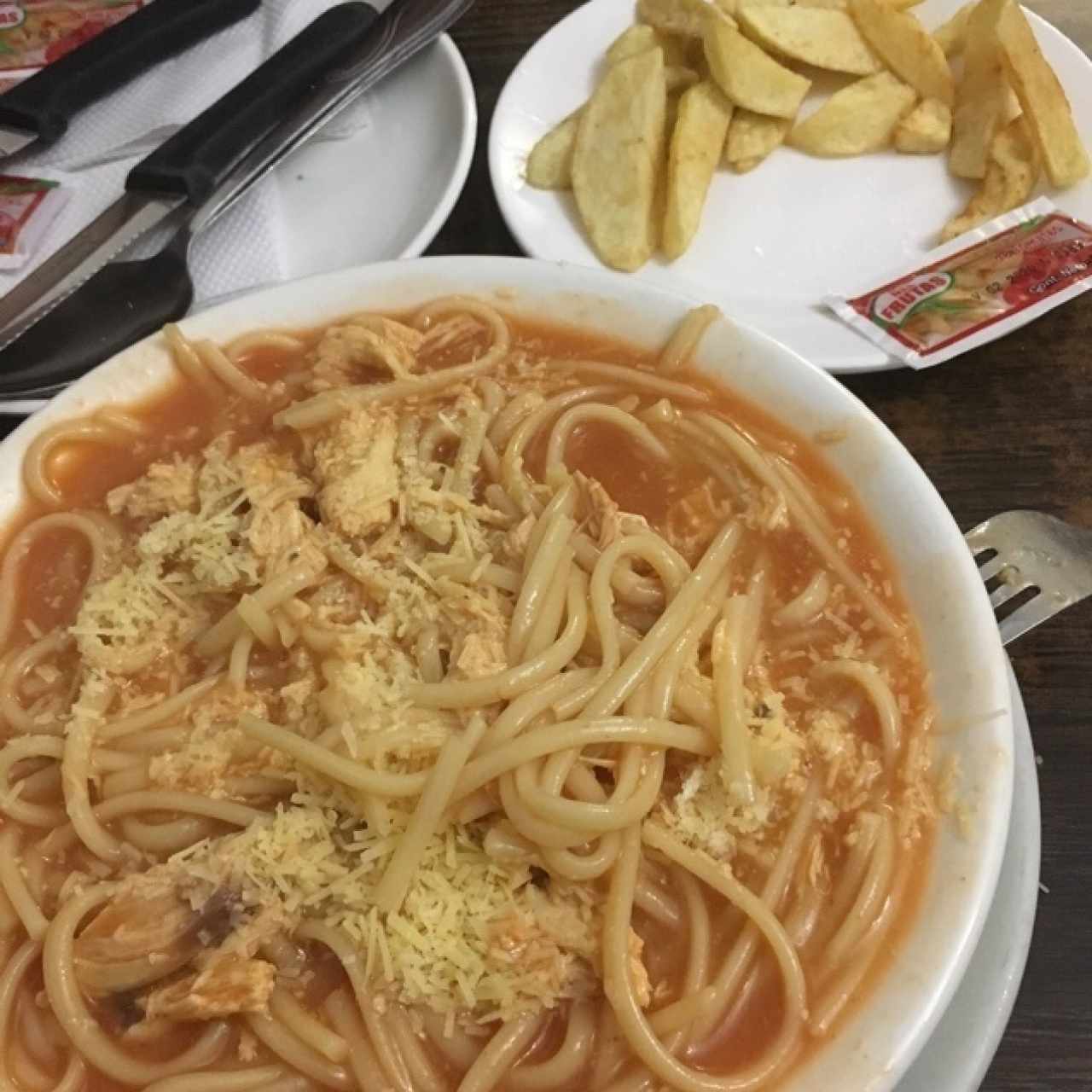 spaguetti con pollo