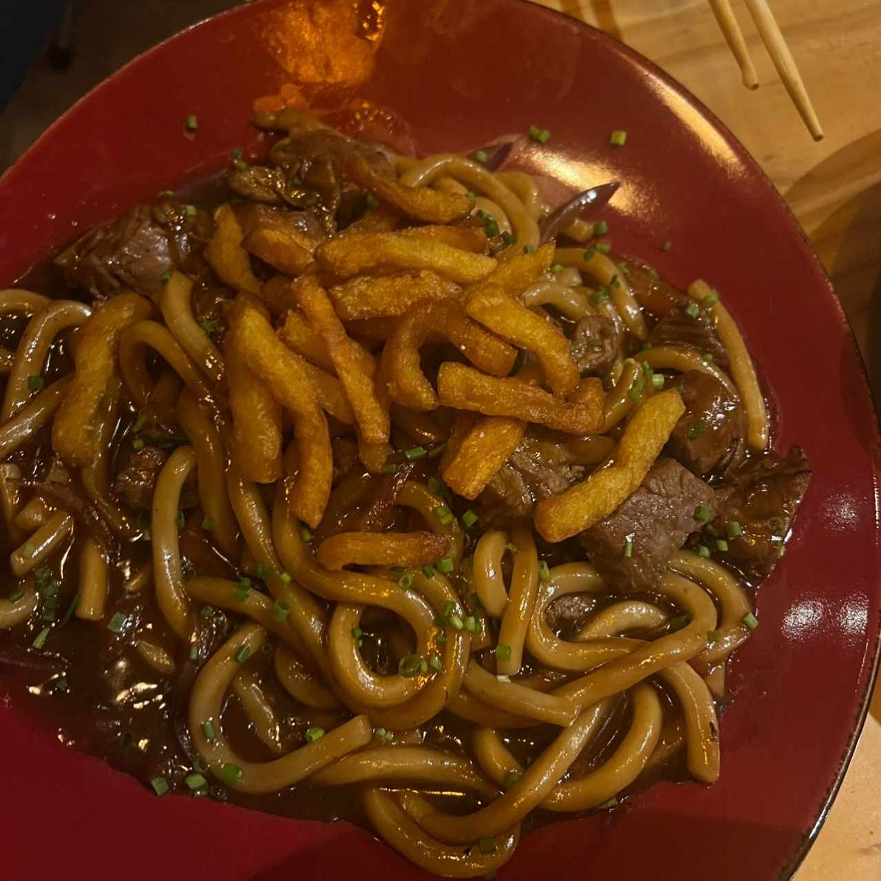 Udon de lomo salteado