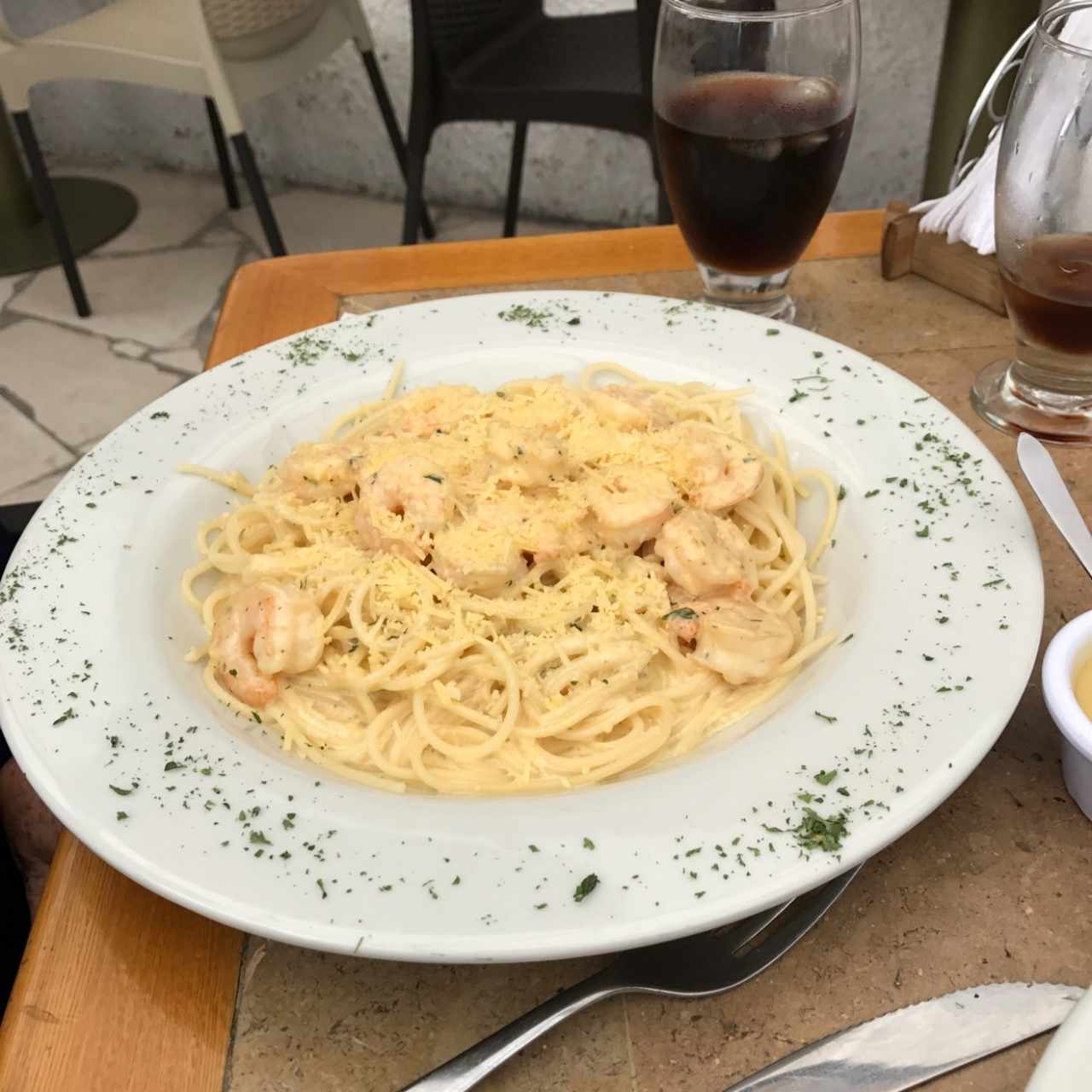 Espaguetti con gambas