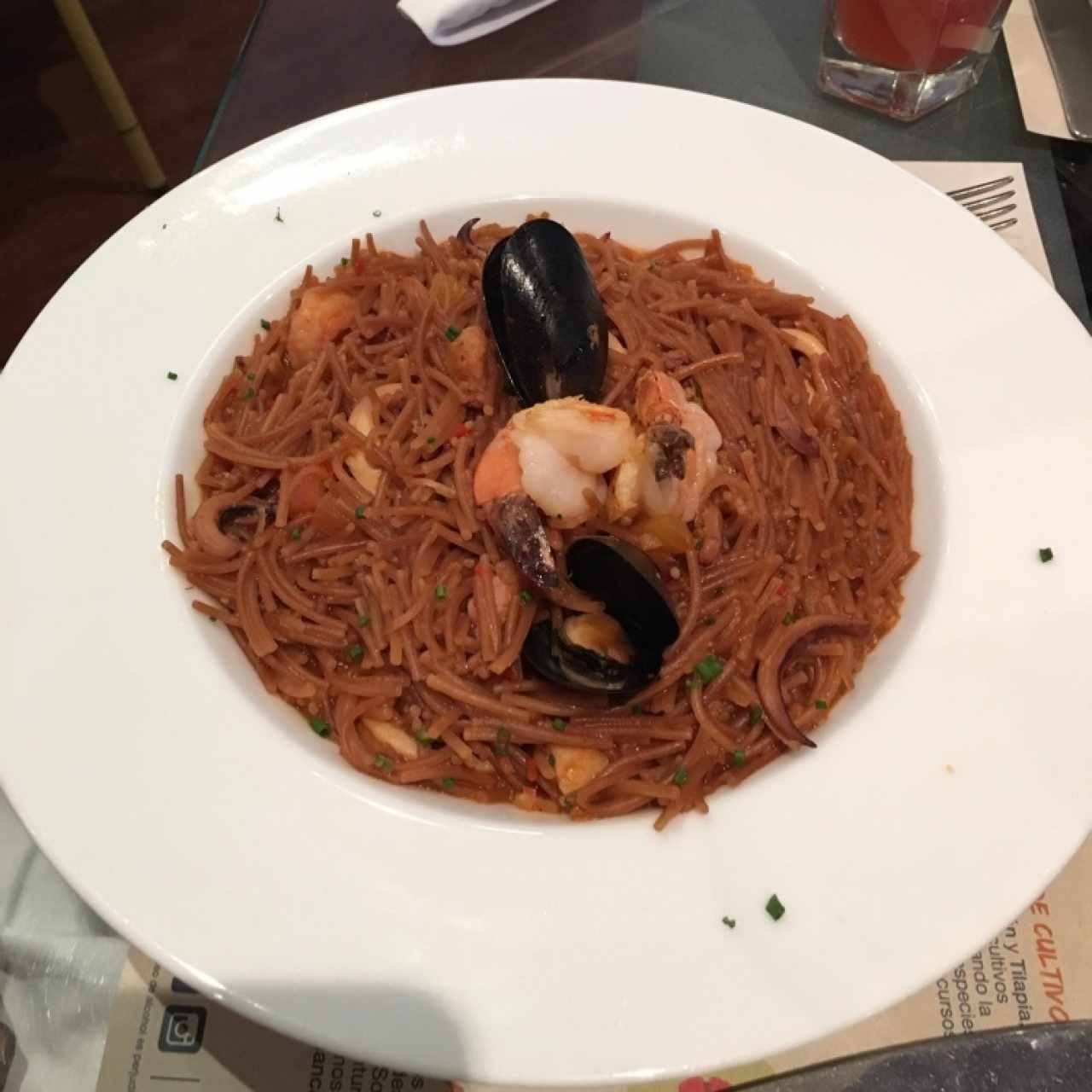 fideos de mariscos