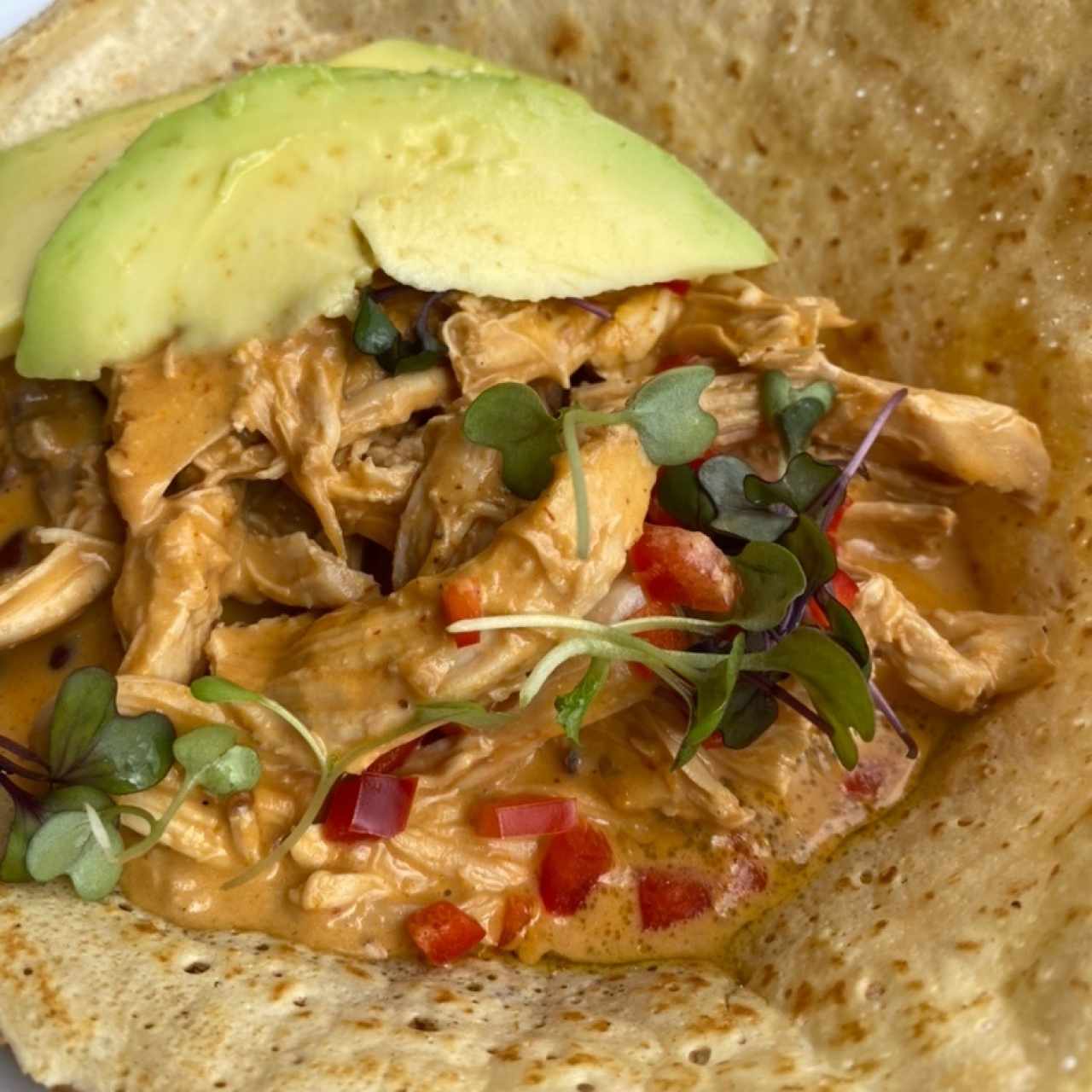 Pollo con aguacate y frijolitos