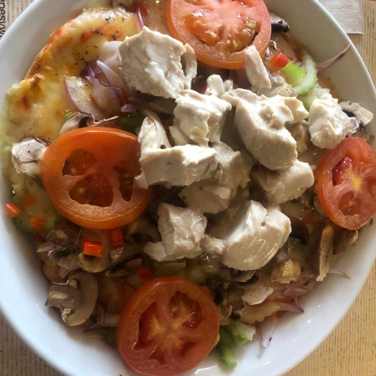 Pita vegetariana con adicion de pollo